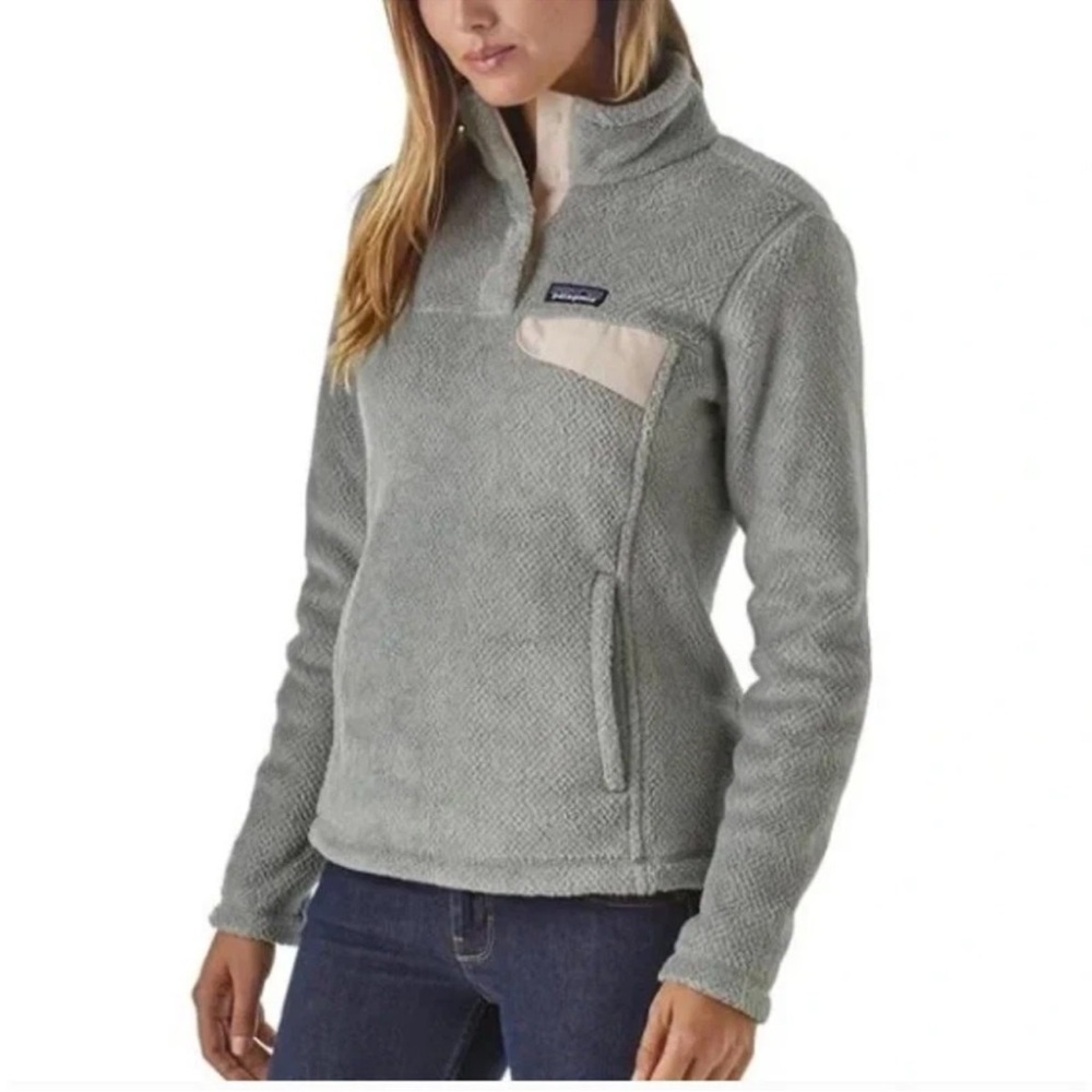 Patagonia t snap gray ivory‎ pocket pullover fleece